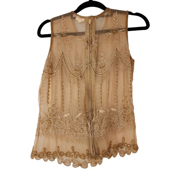 Kenneth Cole top pure silk gold heavily emroidered diamantes size 8 - Picture 14 of 16